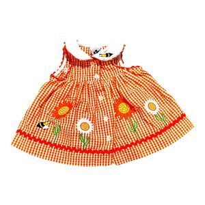 GOOD LAD of Philadelphia Orange/White Seersucker Dress w Bloomers 6-9 M